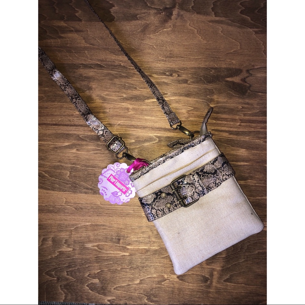 NEW Cream Linen Pier One Crossbody Bag Purse